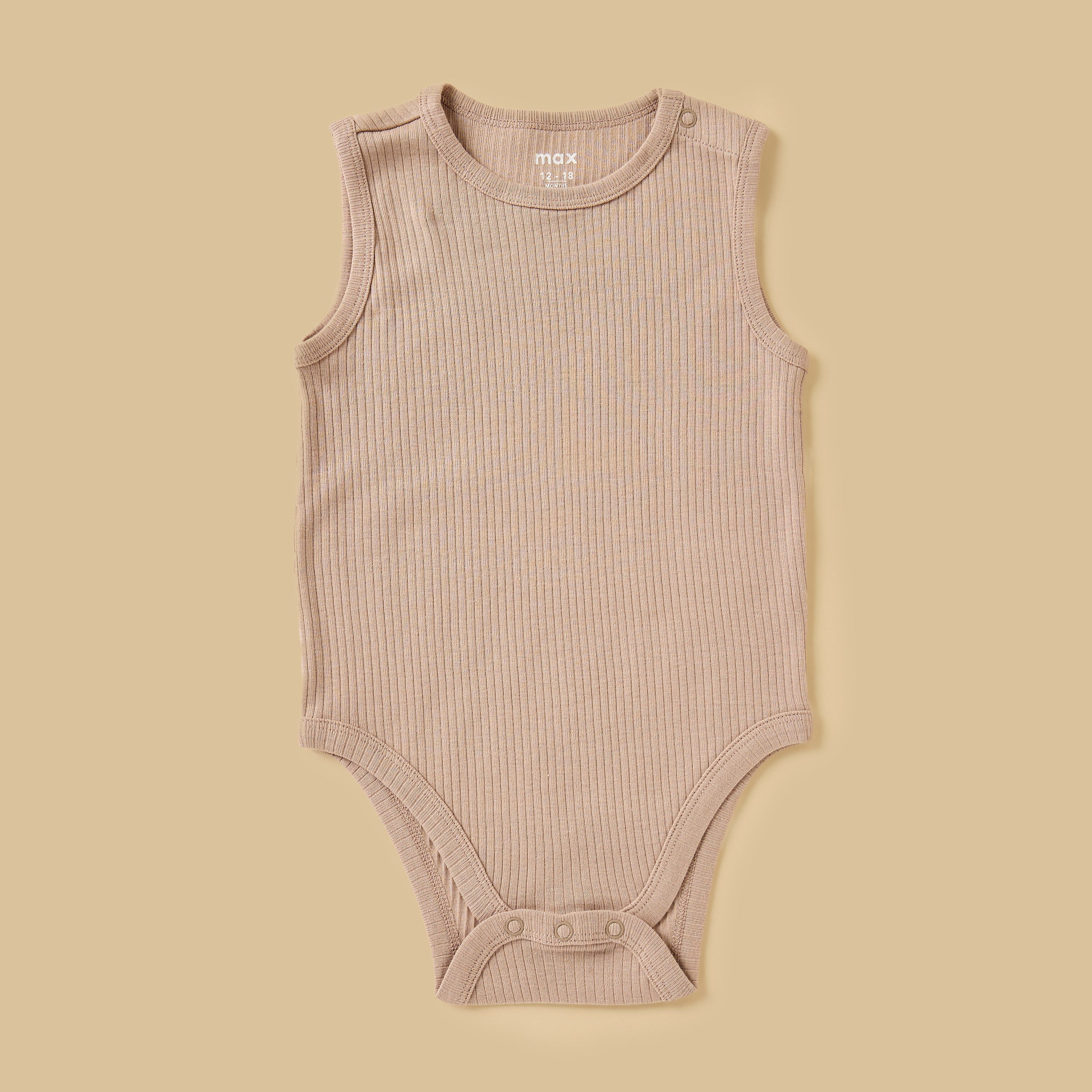 Pack of 3 - Ribbed Sleeveless Cotton Bodysuit