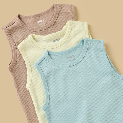Pack of 3 - Ribbed Sleeveless Cotton Bodysuit