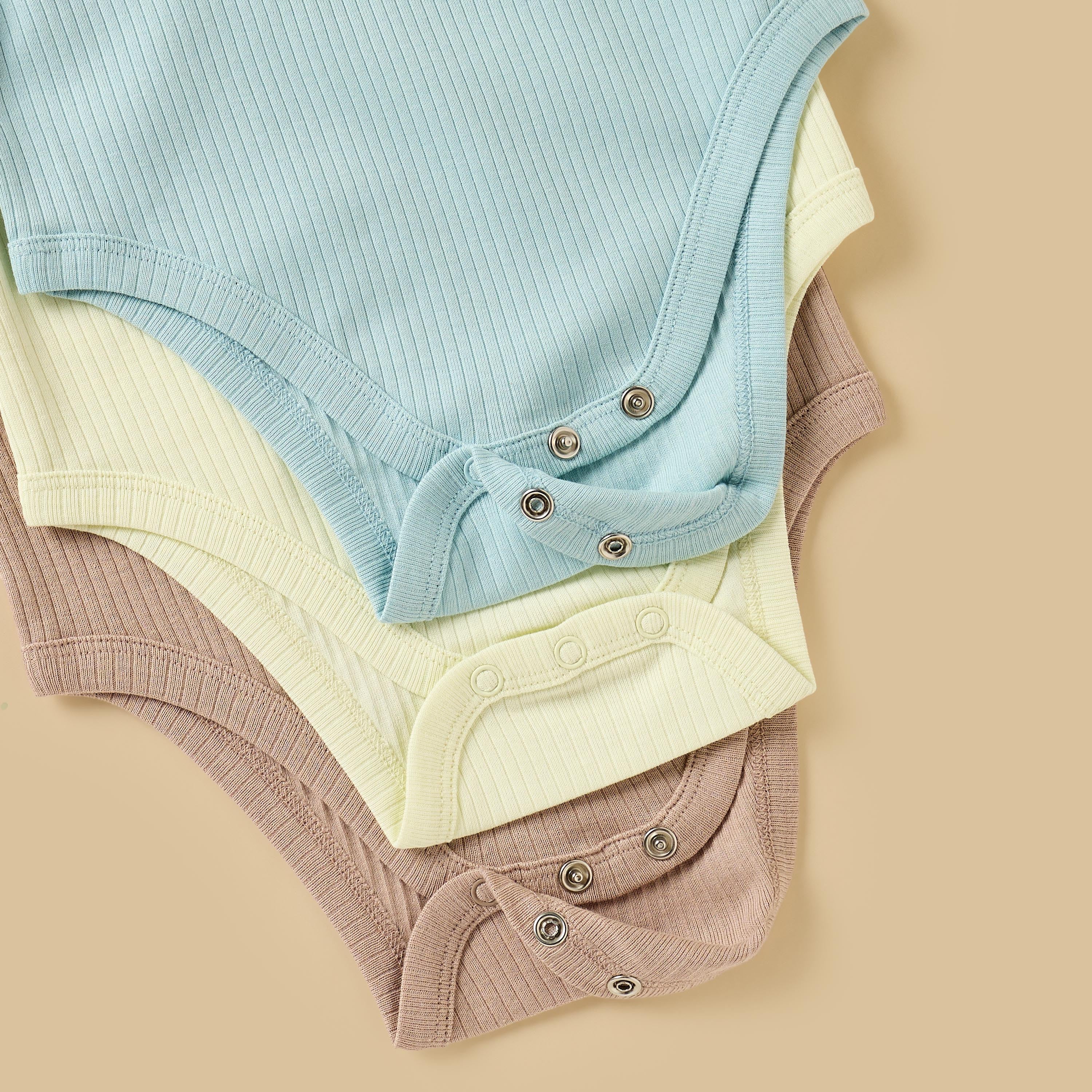 Pack of 3 - Ribbed Sleeveless Cotton Bodysuit