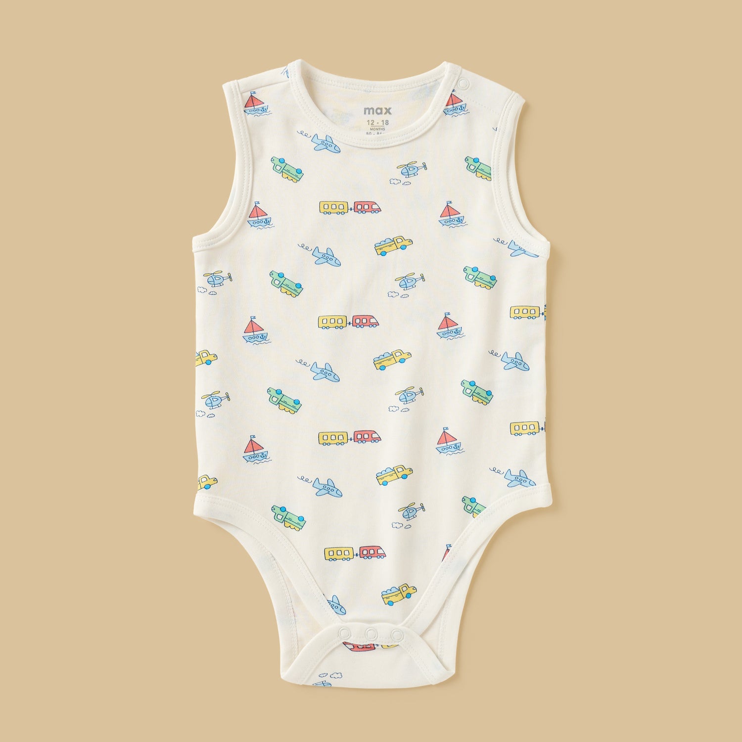 Pack of 3 - Printed Sleeveless Cotton Bodysuit