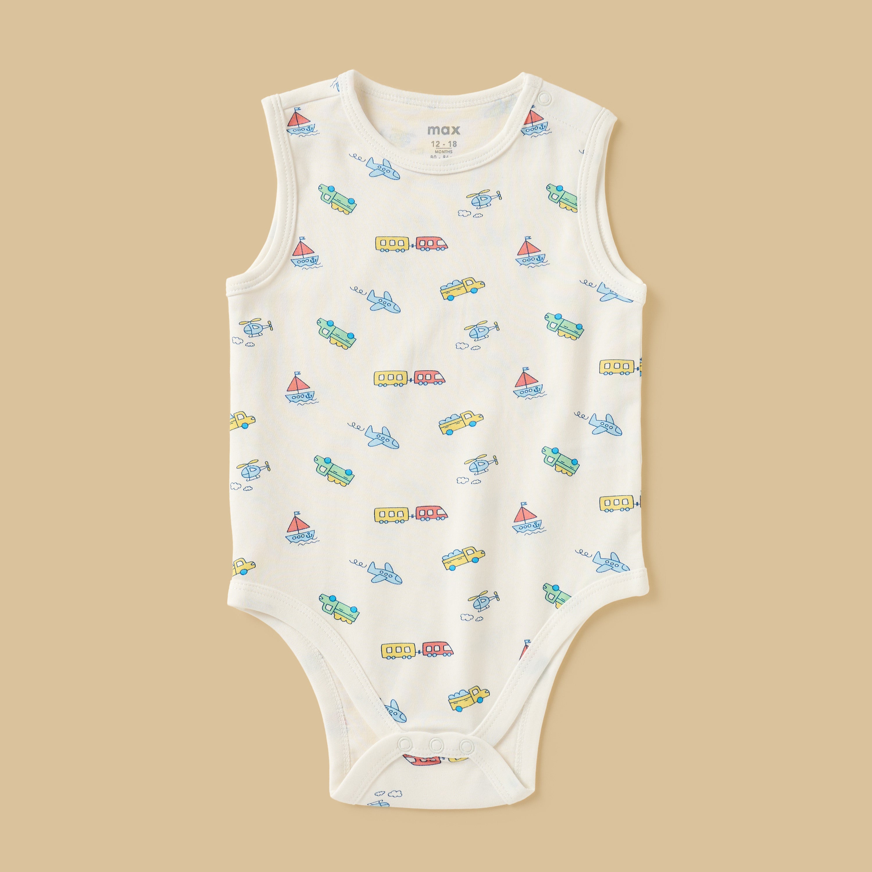 Pack of 3 - Printed Sleeveless Cotton Bodysuit