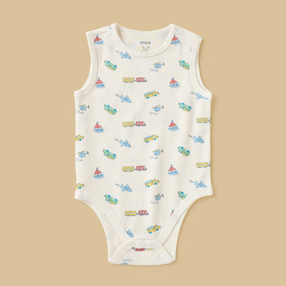 Pack of 3 - Printed Sleeveless Cotton Bodysuit