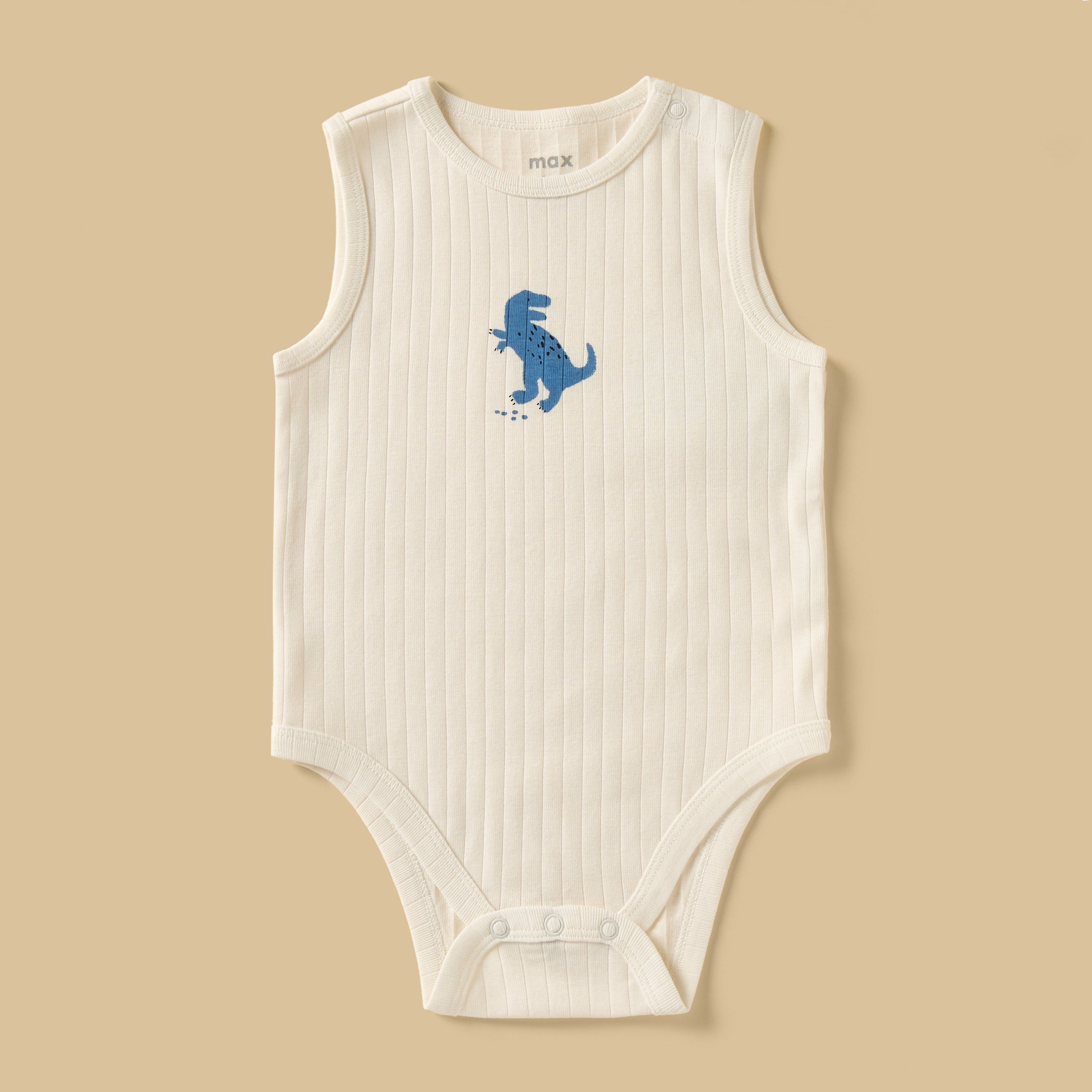 Pack of 3 - Printed Ribbed Sleeveless Cotton Bodysuit