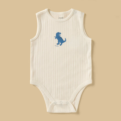 Pack of 3 - Printed Ribbed Sleeveless Cotton Bodysuit