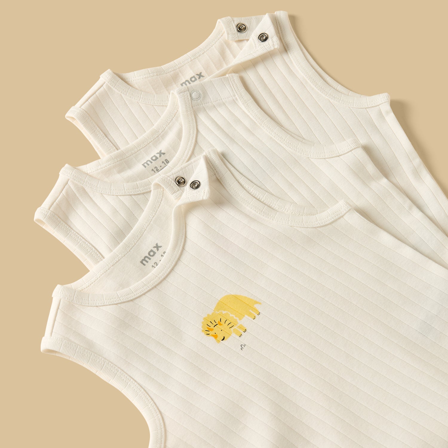 Pack of 3 - Printed Ribbed Sleeveless Cotton Bodysuit