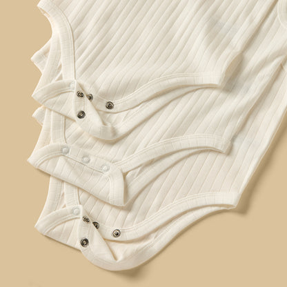 Pack of 3 - Printed Ribbed Sleeveless Cotton Bodysuit