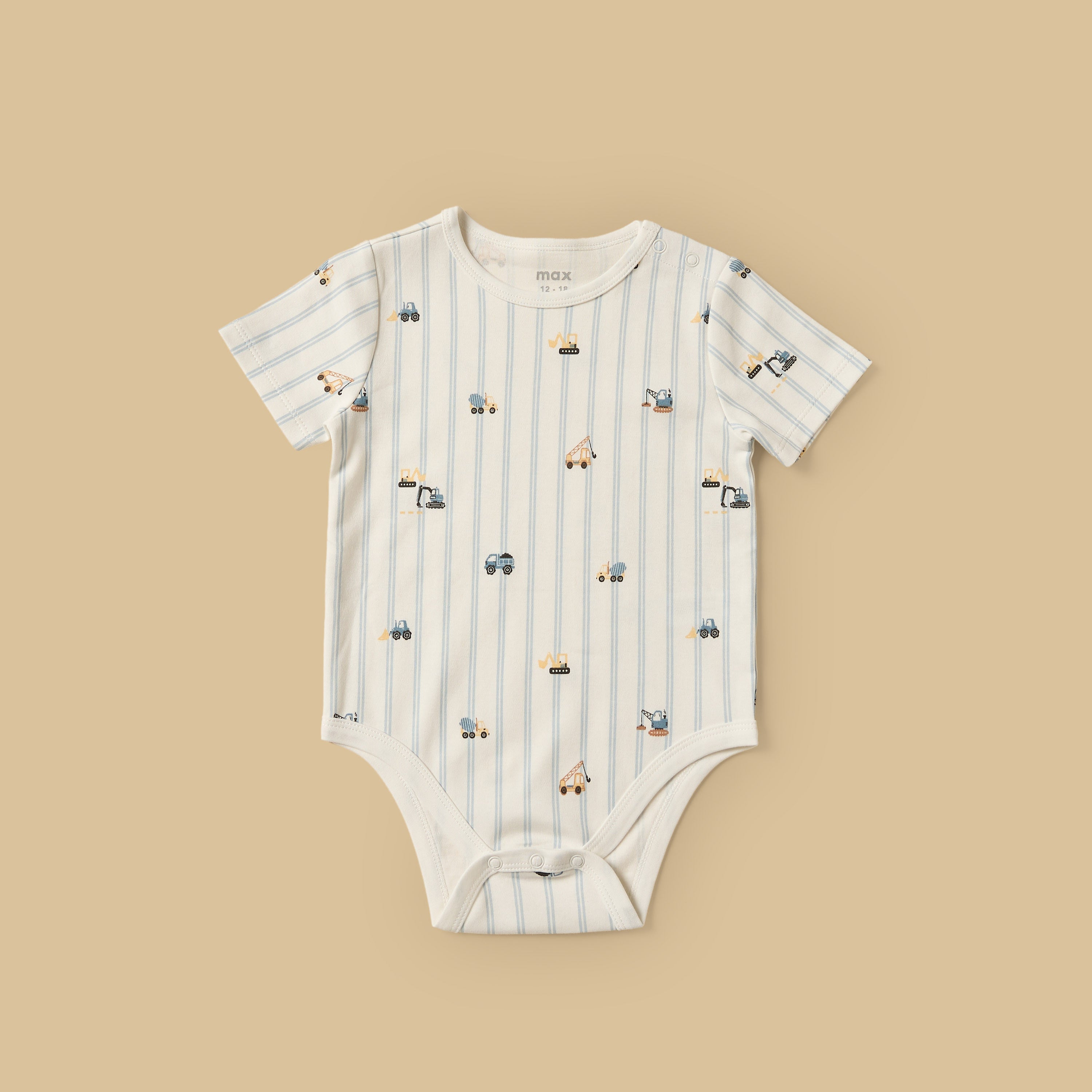 Pack of 3 - Construction Vehicle Print Cotton Bodysuit