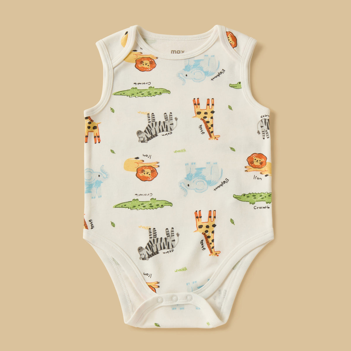 Pack of 3 - Safari Print Sleeveless Cotton Bodysuit