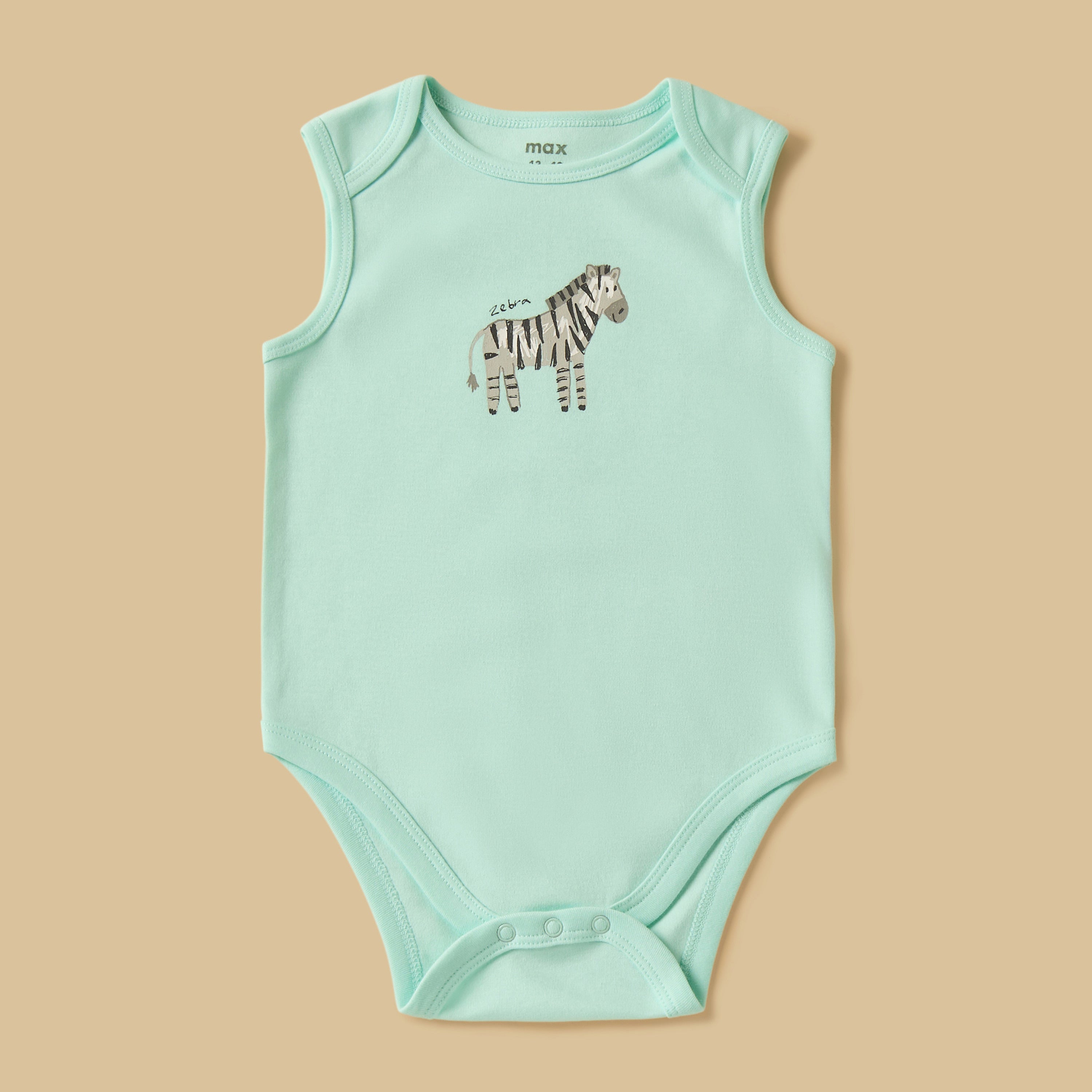 Pack of 3 - Safari Print Sleeveless Cotton Bodysuit