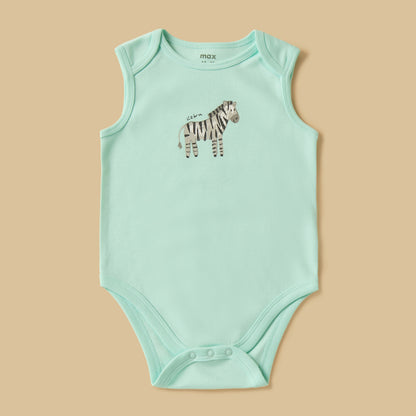 Pack of 3 - Safari Print Sleeveless Cotton Bodysuit
