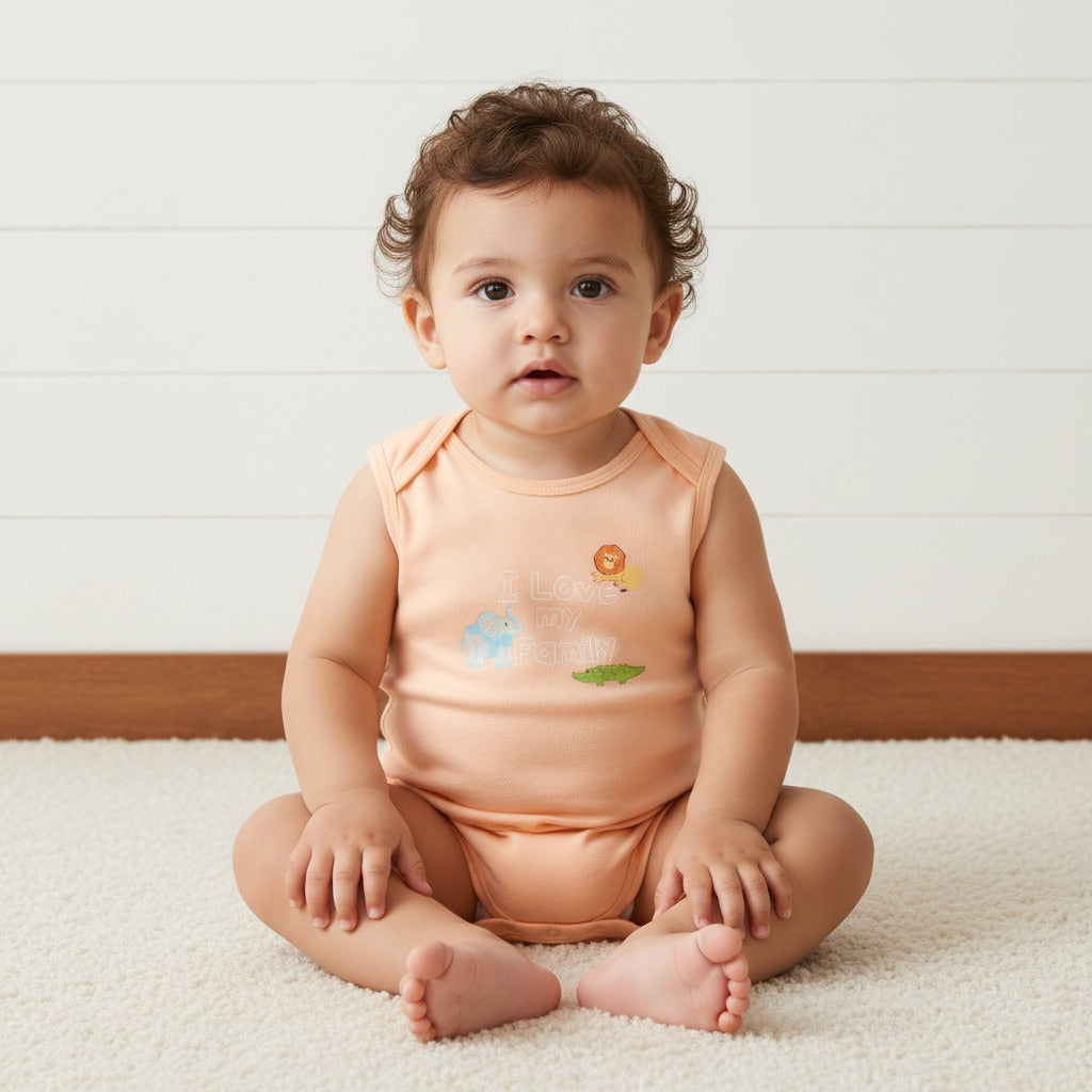 Pack of 3 - Safari Print Sleeveless Cotton Bodysuit