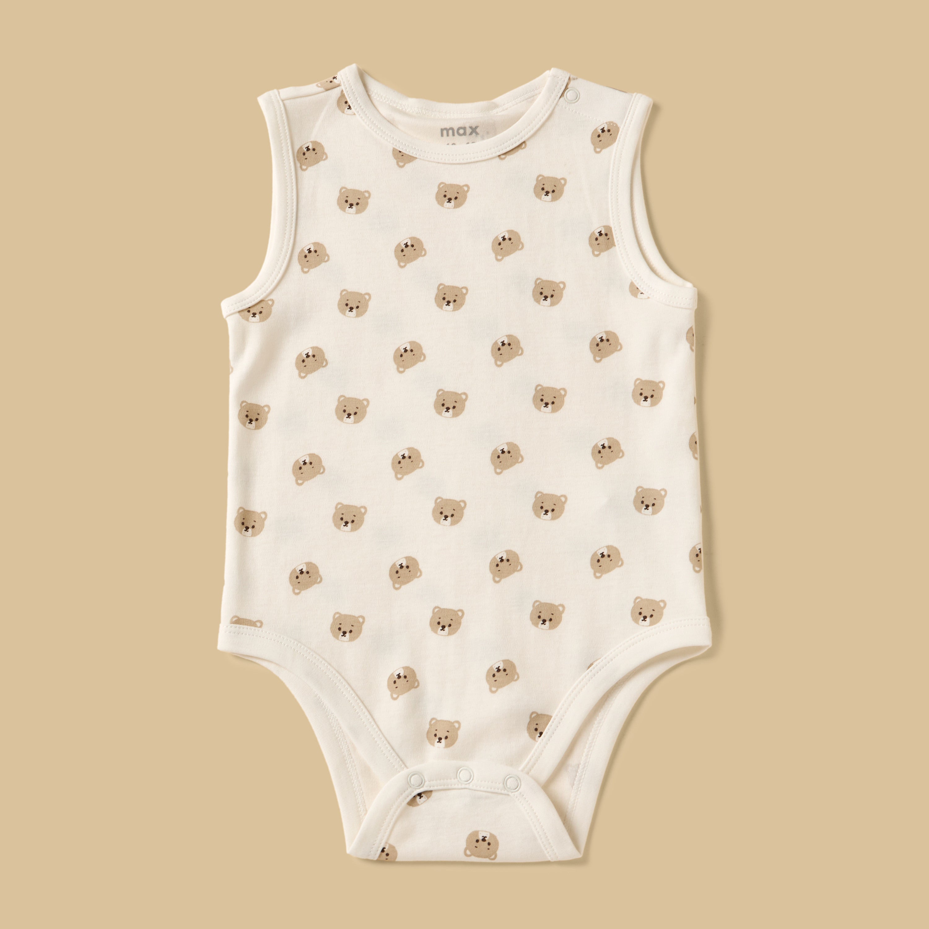 Pack of 3 - Bear Print Sleeveless Cotton Bodysuit