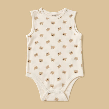 Pack of 3 - Bear Print Sleeveless Cotton Bodysuit