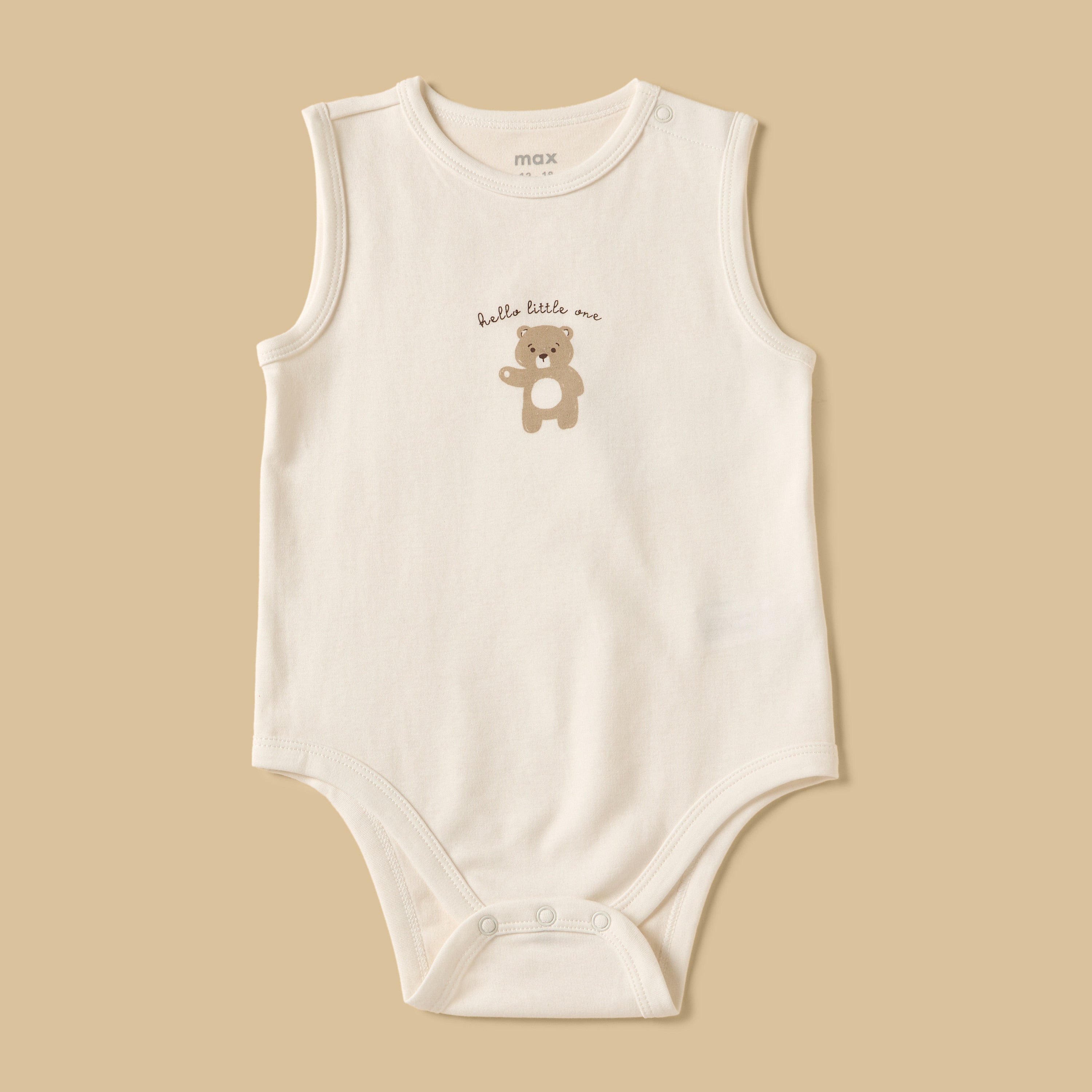 Pack of 3 - Bear Print Sleeveless Cotton Bodysuit
