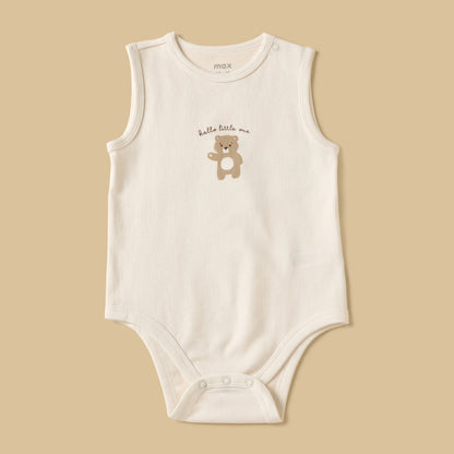 Pack of 3 - Bear Print Sleeveless Cotton Bodysuit