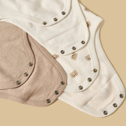 Pack of 3 - Bear Print Sleeveless Cotton Bodysuit