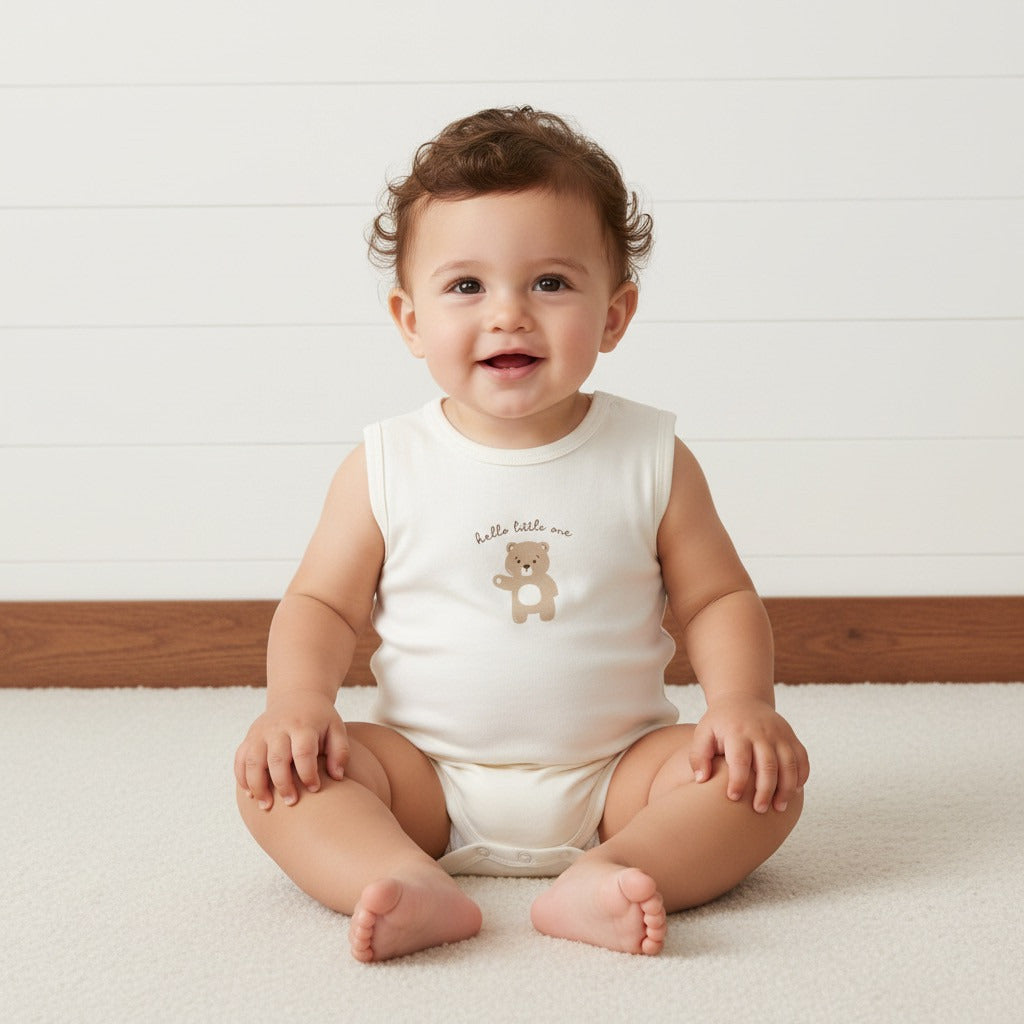 Pack of 3 - Bear Print Sleeveless Cotton Bodysuit