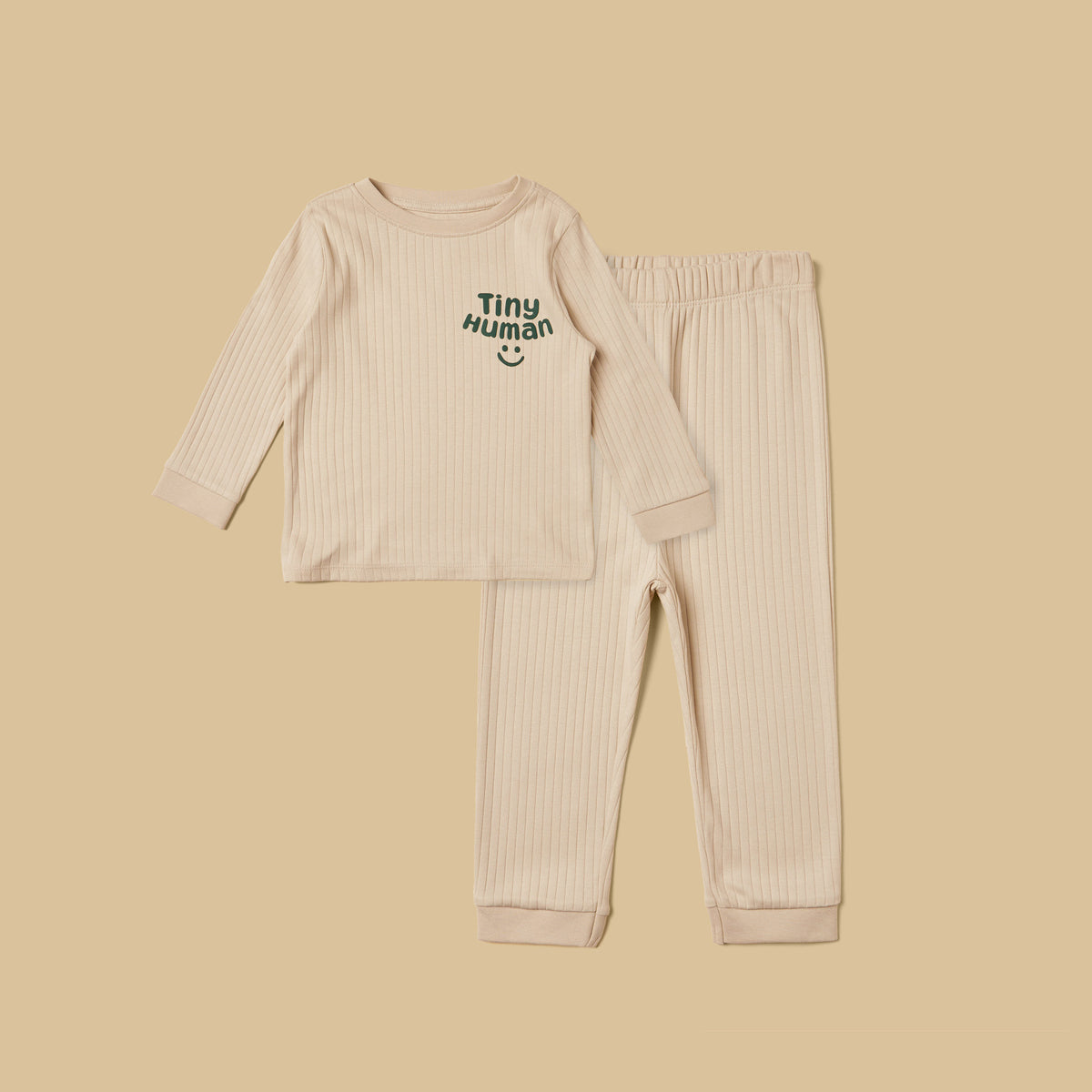 Pack of 2 - Ribbed Slogan Print Cotton Pyjama Set
