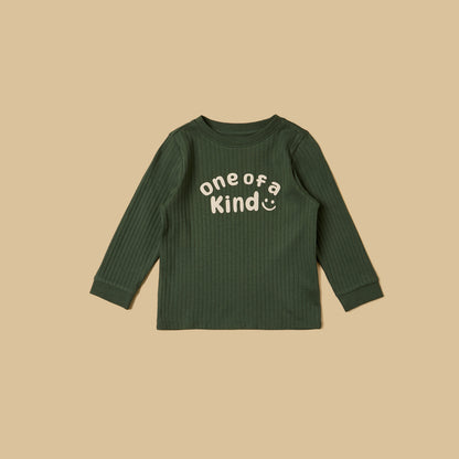Pack of 2 - Ribbed Slogan Print Cotton Pyjama Set