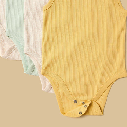 Pack of 5 - Ribbed Sleeveless Cotton Bodysuit