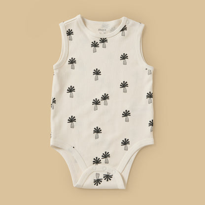 Pack of 5 - Palm Print Sleeveless Cotton Bodysuit