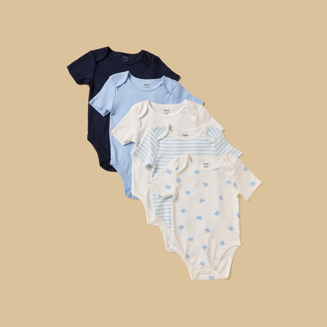 Pack of 5 - Bear Print Cotton Bodysuit - Multicolour / 12-18 mths