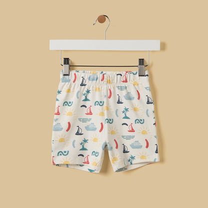 Nautical Print Cotton Shorts Set