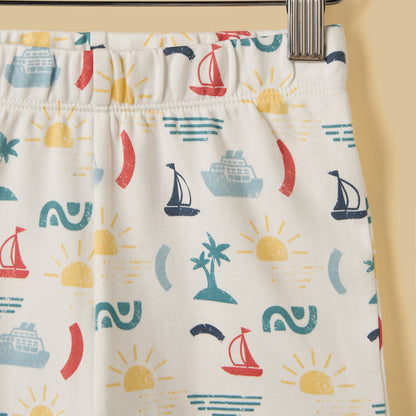 Nautical Print Cotton Shorts Set