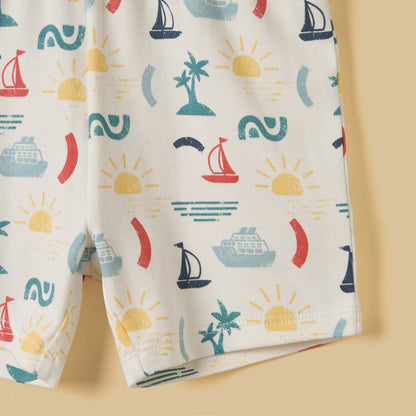 Nautical Print Cotton Shorts Set