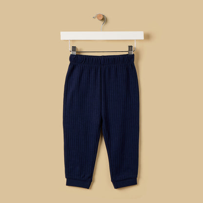 Slogan Print Textured Cotton Pyjama Set