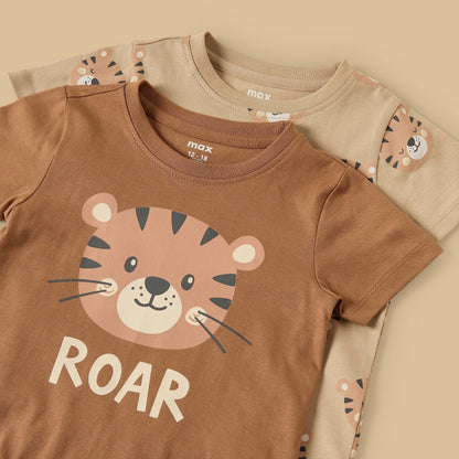 Pack of 2 - Tiger Print Cotton Pyjama Set