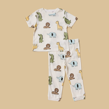 Pack of 2 - Safari Print Cotton Pyjama Set