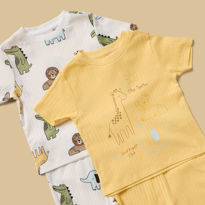 Pack of 2 - Safari Print Cotton Pyjama Set