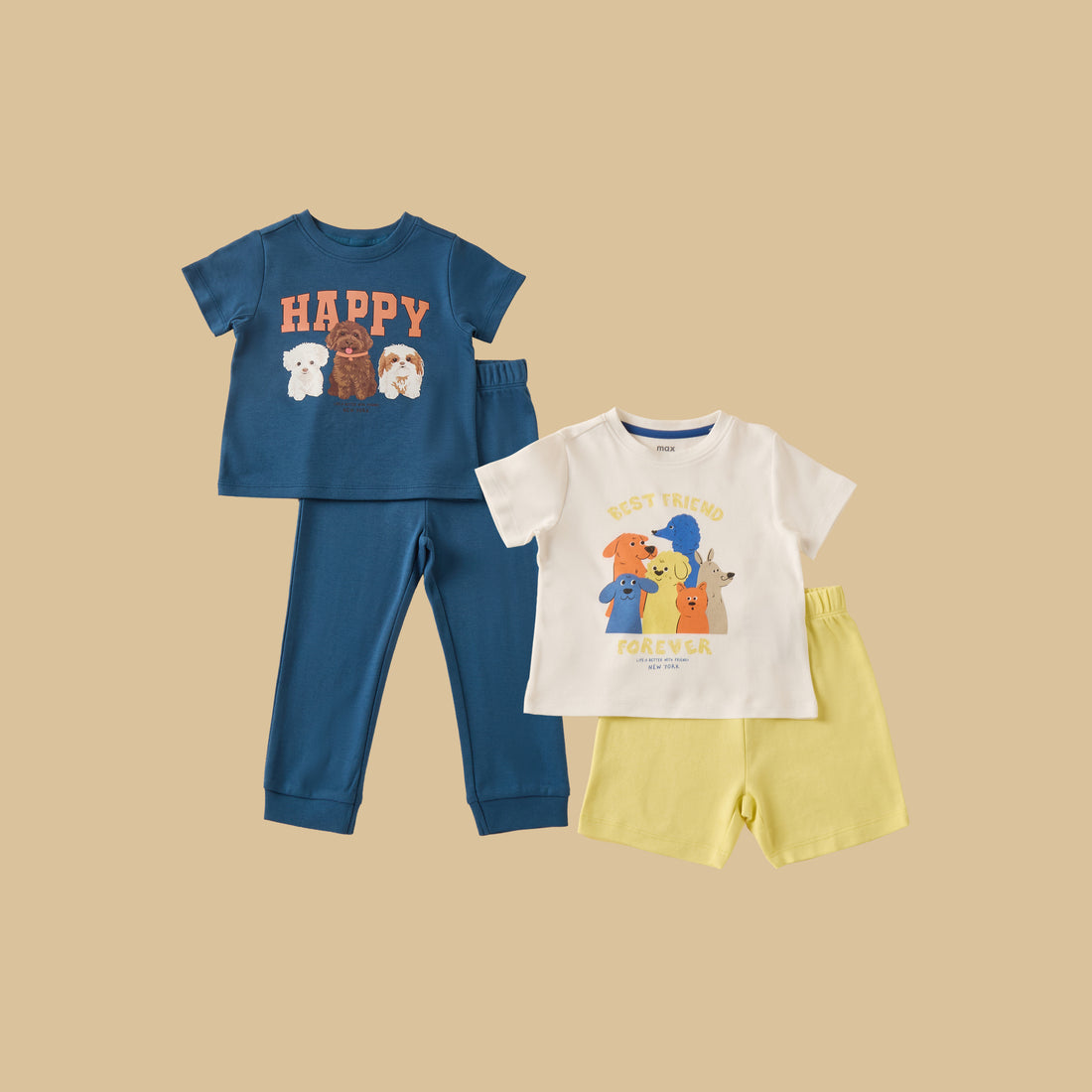 Pack of 2 - Dog Print Cotton T-shirts and Pyjamas - Multicolour / 12-18 mths