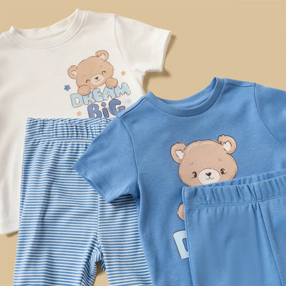 Pack of 2 - Teddy Bear Print Cotton Pyjama Set