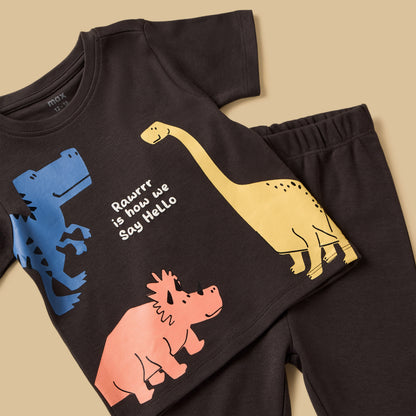 Pack of 2 - Dinosaur Print Cotton Pyjama Set