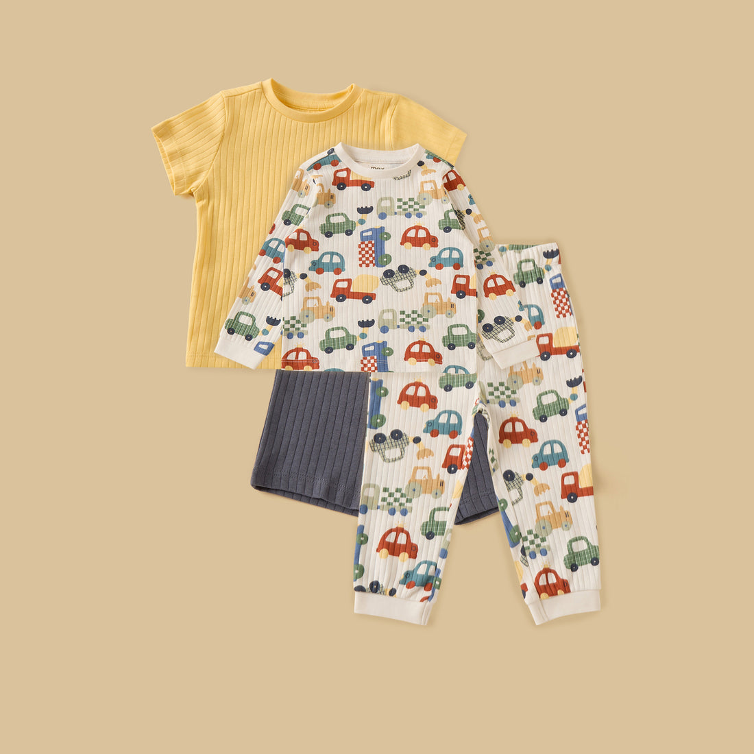Pack of 2 - Ribbed Cotton T-shirts and Pyjamas - Multicolour / 12-18 mths