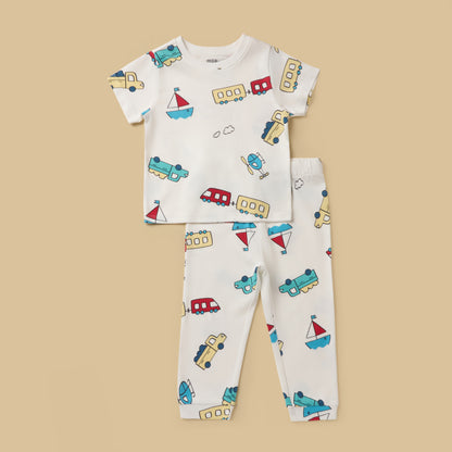 Pack of 2 - Transport Print Cotton Pyjama Set