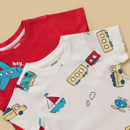 Pack of 2 - Transport Print Cotton Pyjama Set