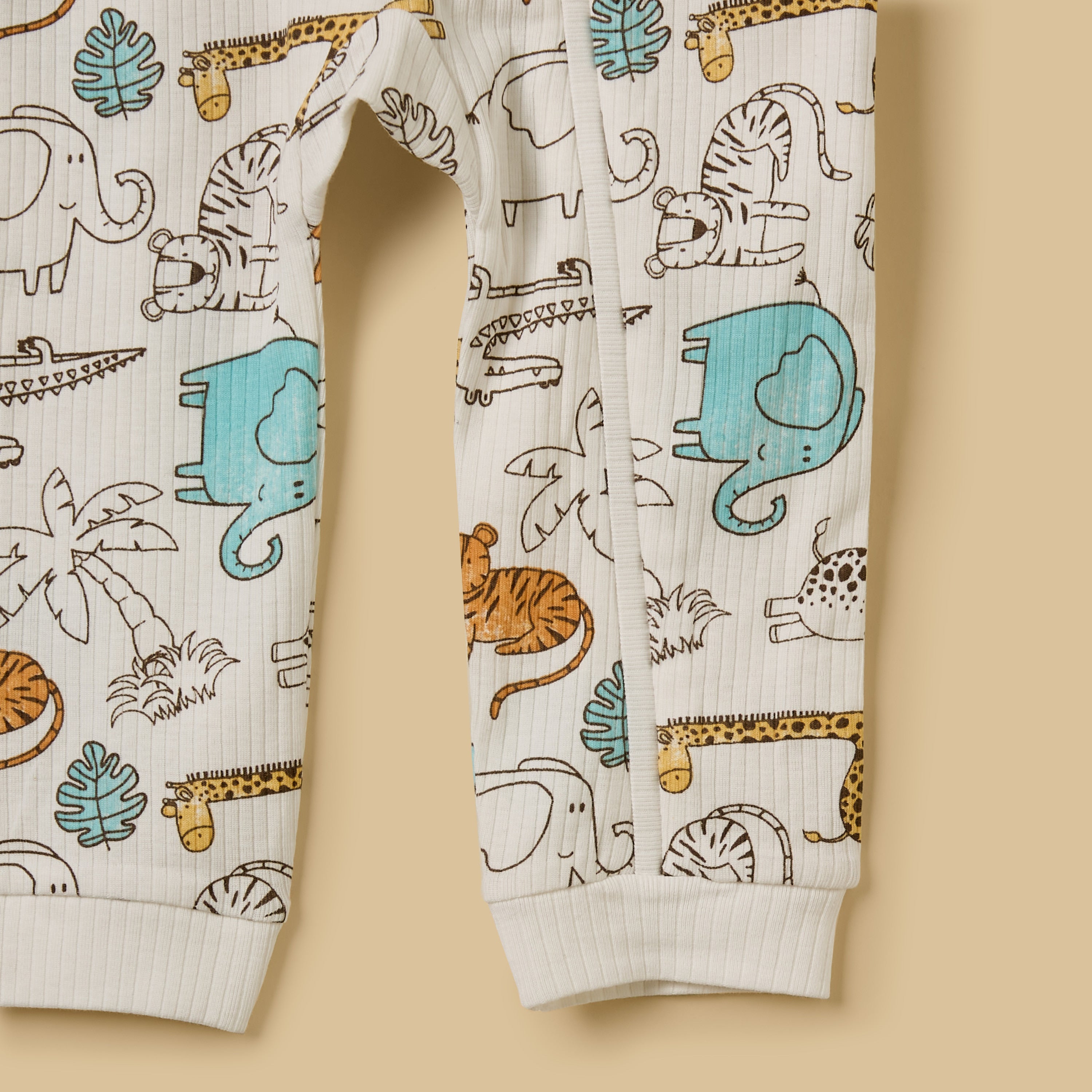 Pack of 2 - Safari Animal Print Cotton Sleepsuit
