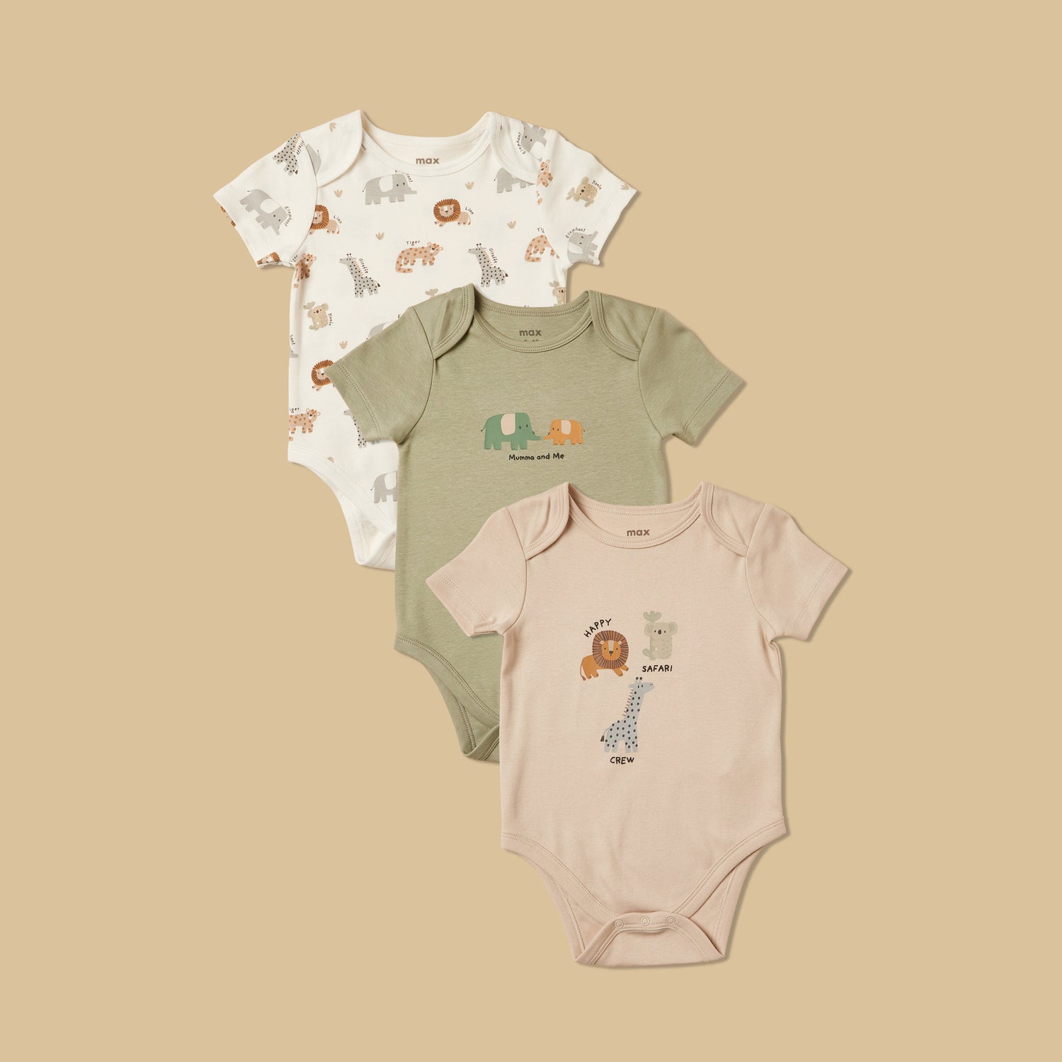 Pack of 3 - Animal Print Cotton Bodysuit - Multicolour / 12-18 mths