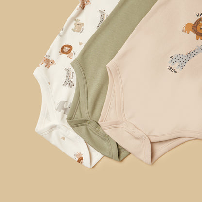 Pack of 3 - Animal Print Cotton Bodysuit