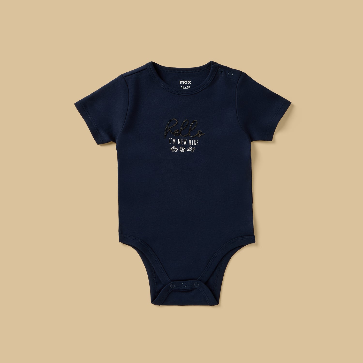 Pack of 3 - Typographic Foil Print Cotton Bodysuit