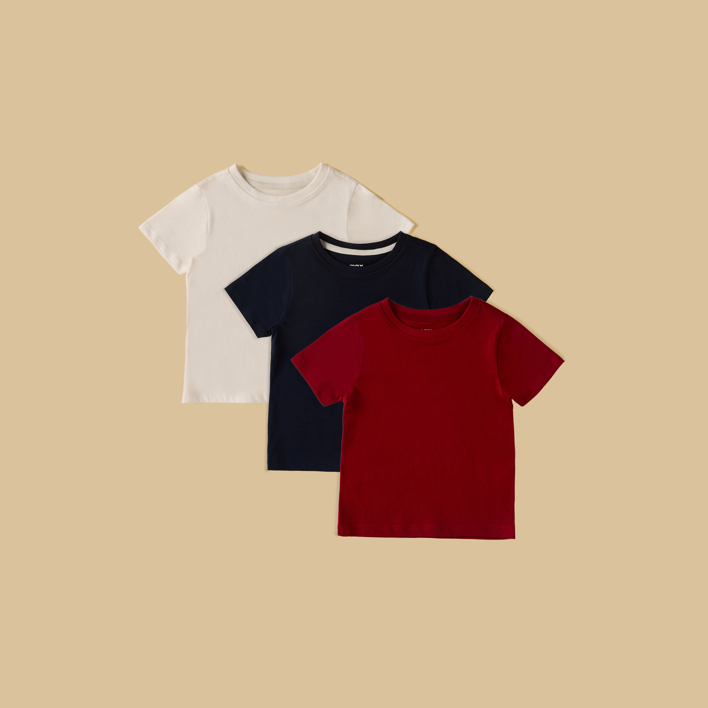 Pack of 3 - Plain T-shirt - Multicolour / 12-18 mths