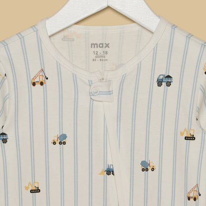Construction Vehicle Print Sleepsuit