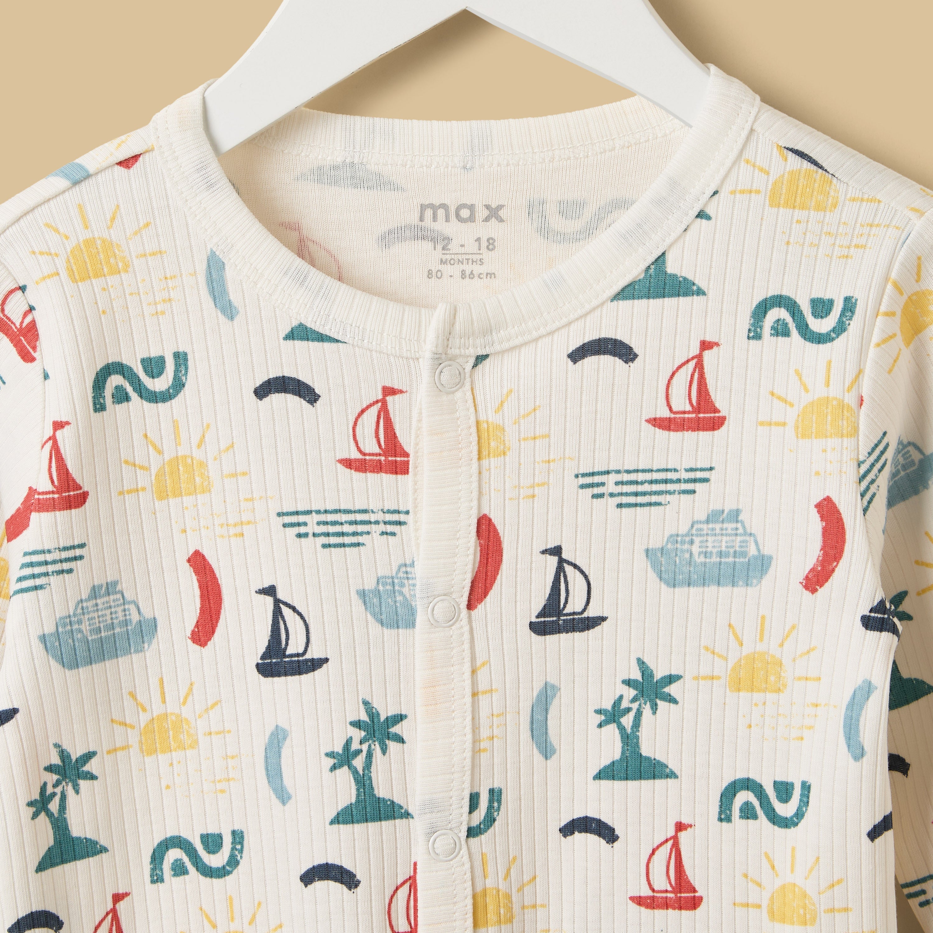 Nautical Print Cotton Sleepsuit