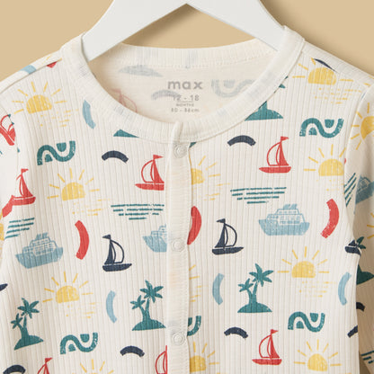 Nautical Print Cotton Sleepsuit