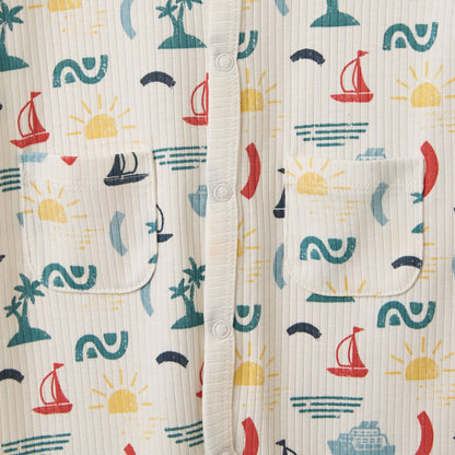 Nautical Print Cotton Sleepsuit