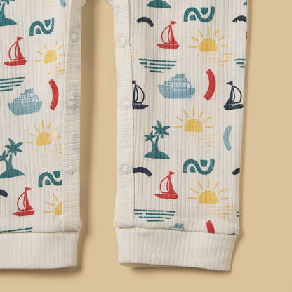 Nautical Print Cotton Sleepsuit