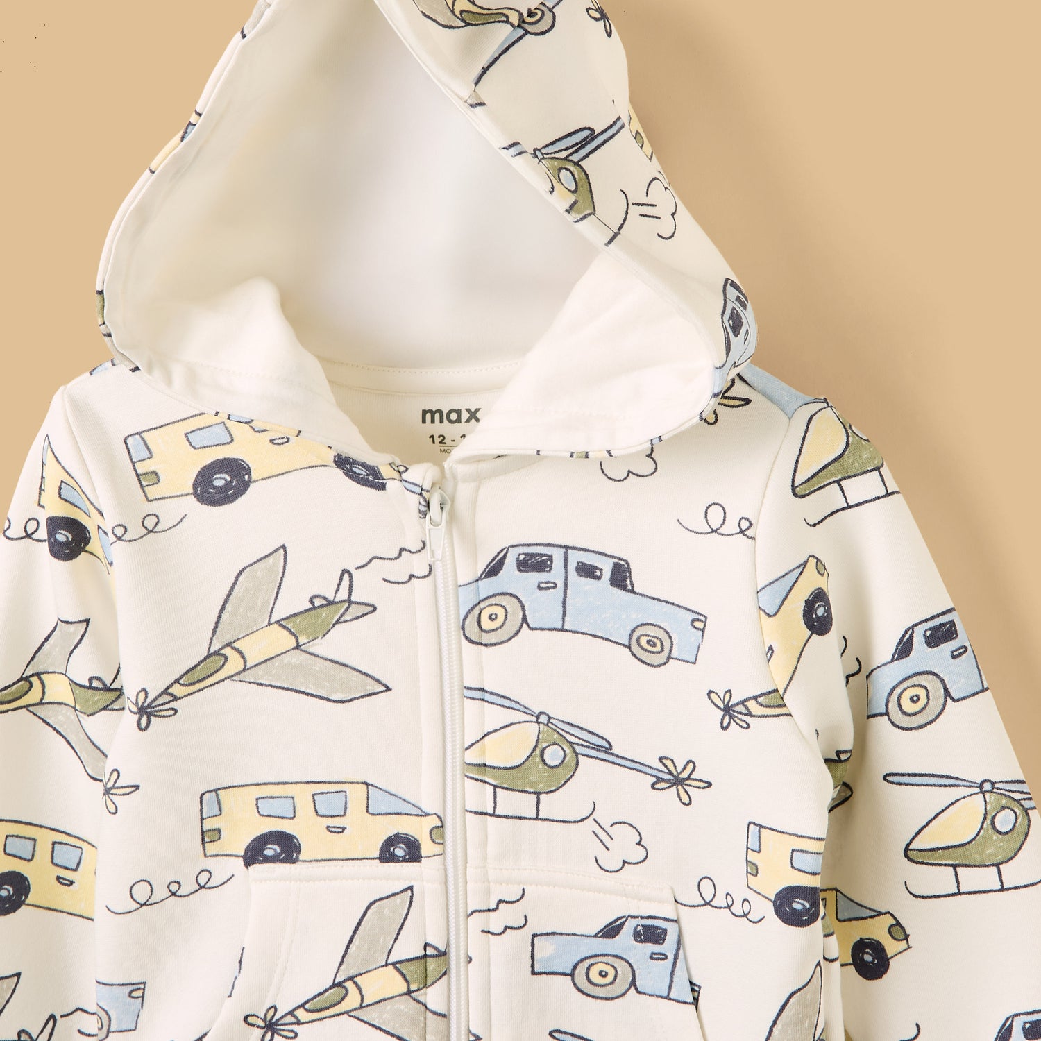 Transport Print Zip Through Hoodie